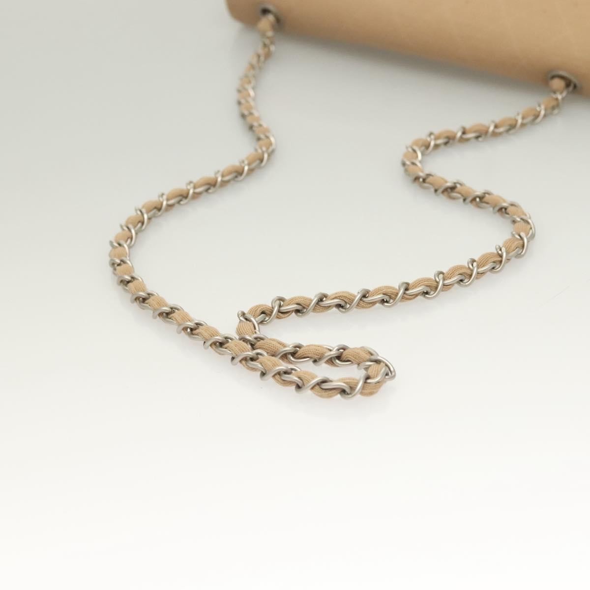 Chanel Matelasse Chain Shoulder Bag Leather Beige Cotton Shoulder Bag Bag
