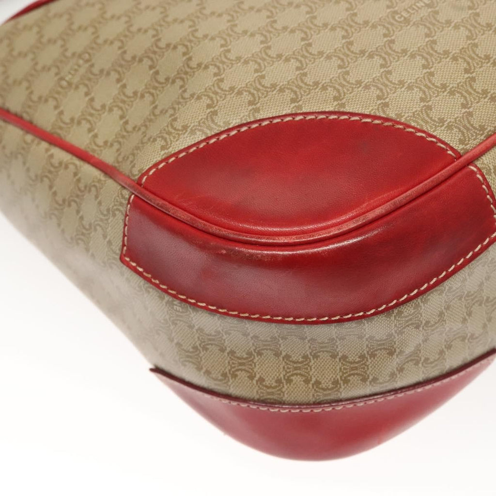 Celine Vintage Macadam Shoulder Bag Canvas And Leather Beige Canvas Bag