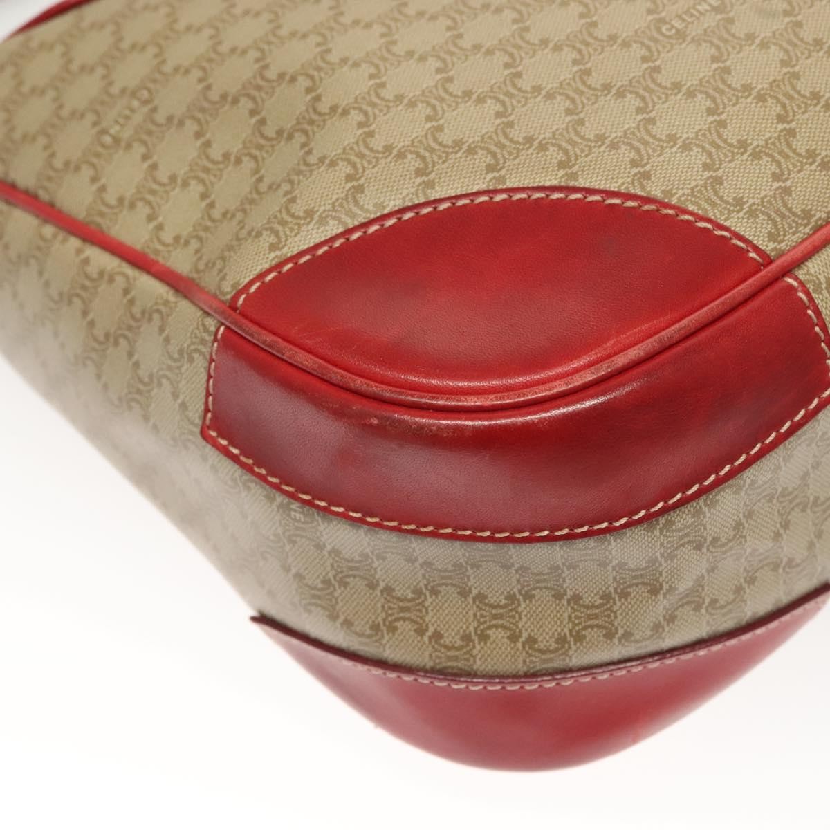 Celine Vintage Macadam Shoulder Bag Canvas And Leather Beige Canvas Bag