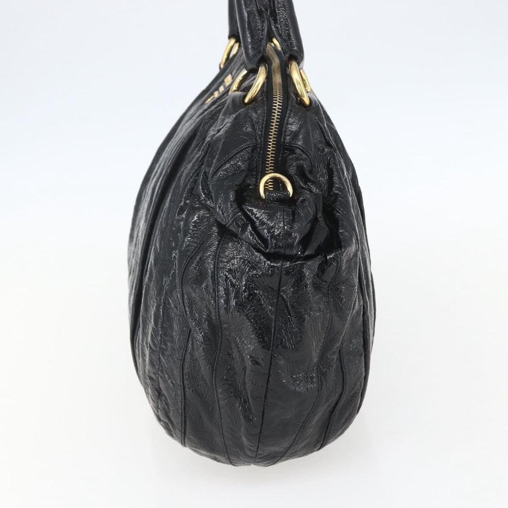 Prada Waves Hobo Leather And Tessuto Black Leather Handbag