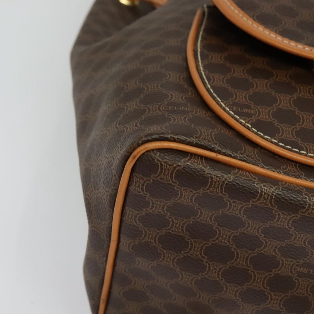 Celine Vintage Macadam Backpack Canvas And Leather Brown Pvc Backpack Bag