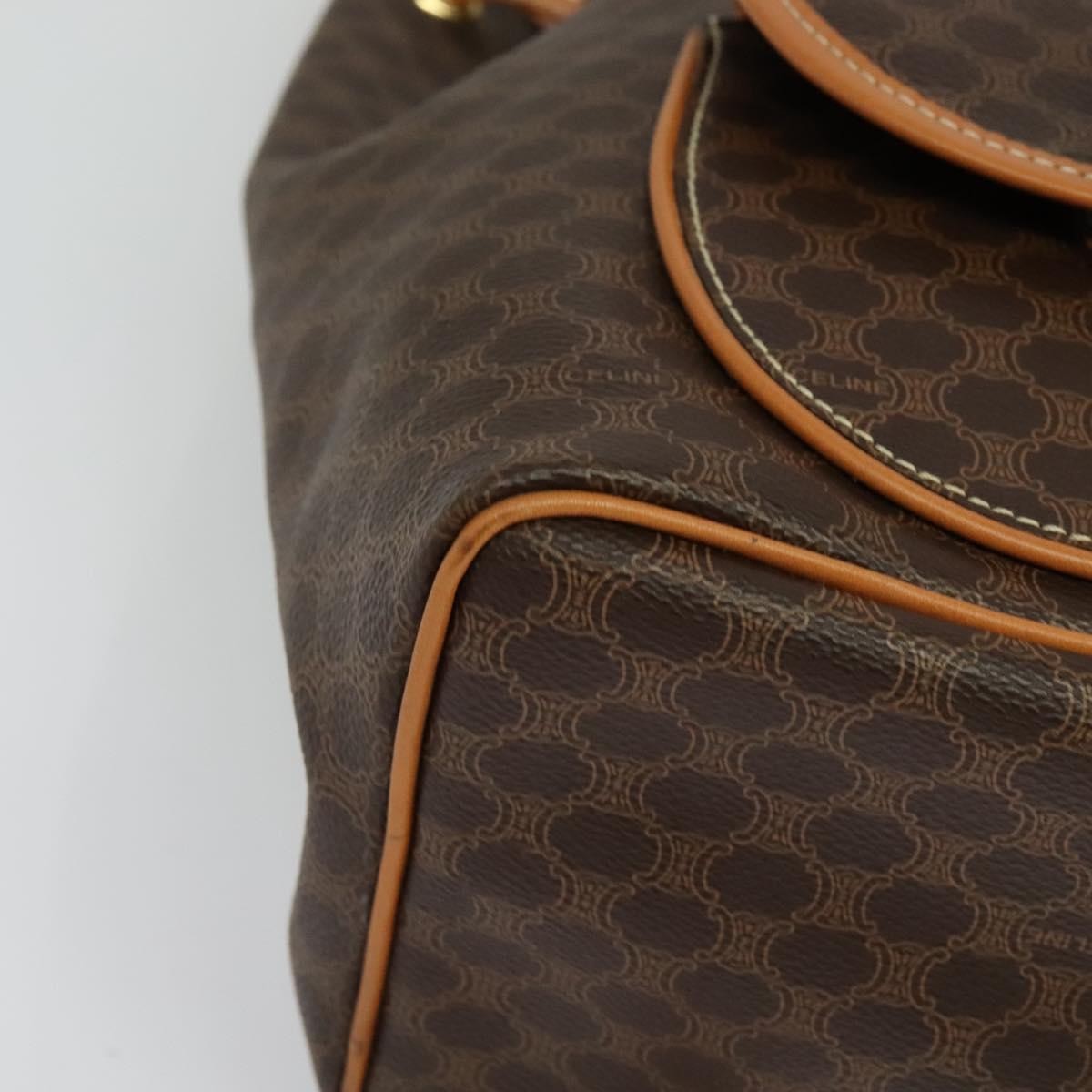 Celine Vintage Macadam Backpack Canvas And Leather Brown Pvc Backpack Bag