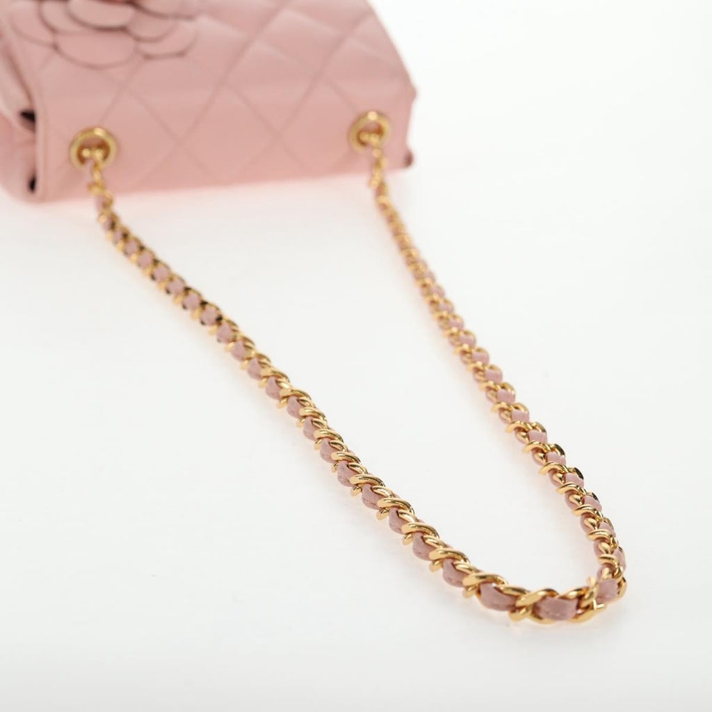 Chanel Vintage Camellia Flap Bag Quilted Lambskin Pink Leather Bag