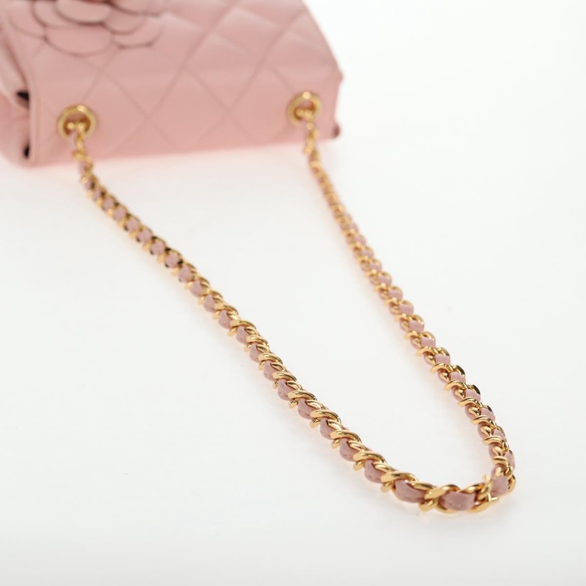 Chanel Vintage Camellia Flap Bag Quilted Lambskin Pink Leather Bag