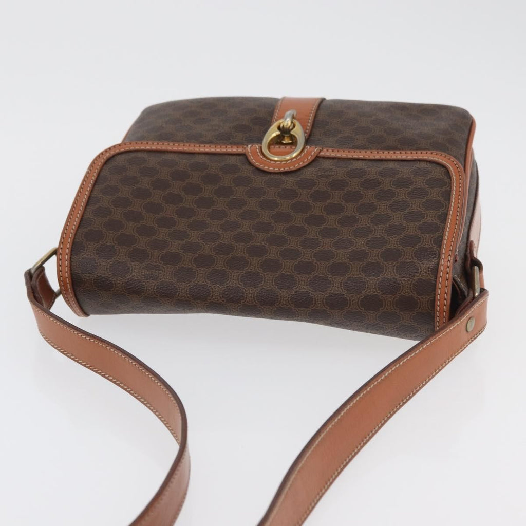 Celine Vintage Macadam Shoulder Bag Canvas And Leather Brown Canvas Handbag