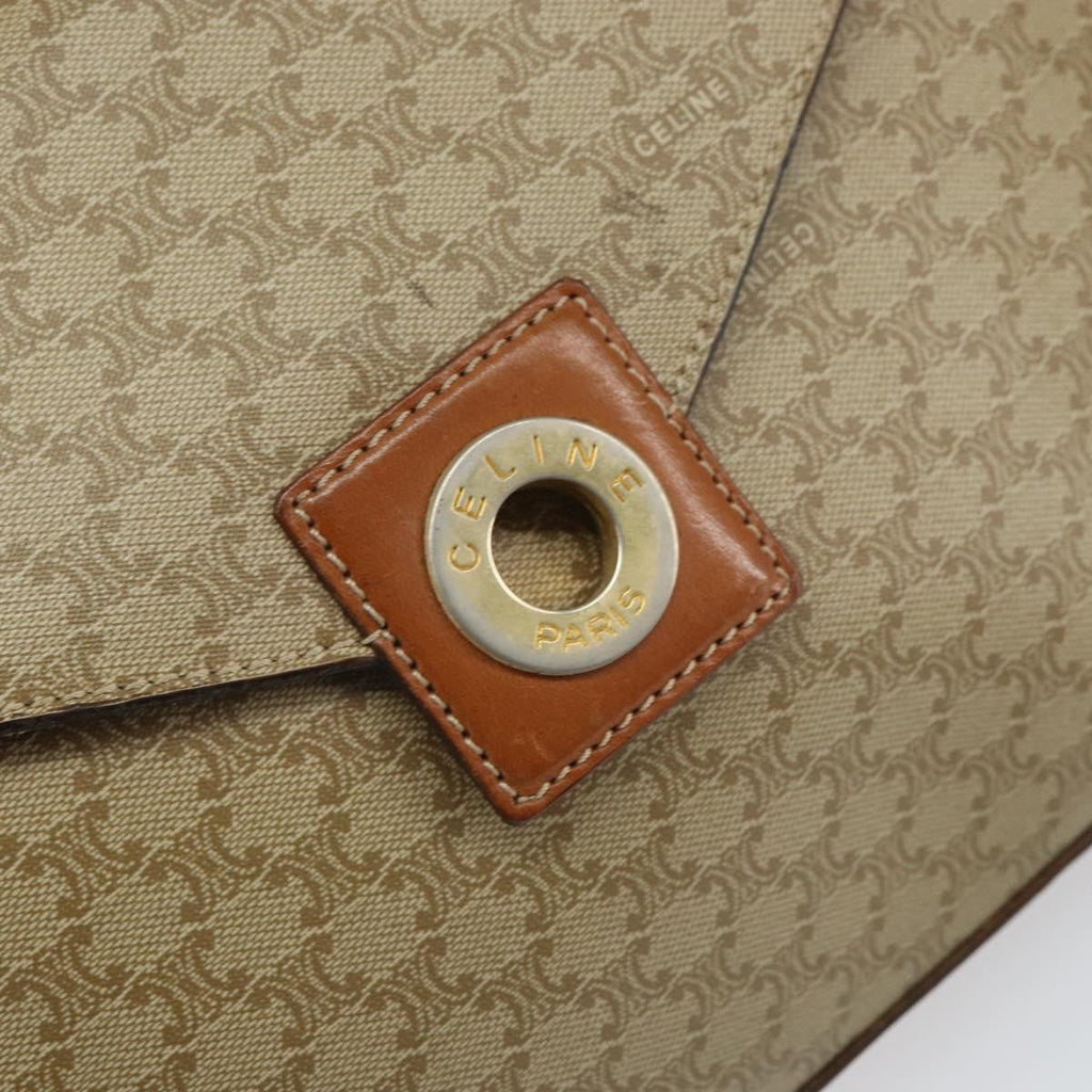 Celine Circle Logo Macadam Pouch Canvas And Leather Beige Canvas Clutche & Pouche Bag