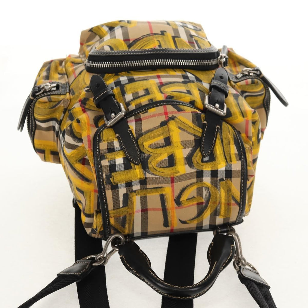 Burberry Graffiti Rucksack Backpack Vintage Check Canvas Beige Canvas Backpack Bag