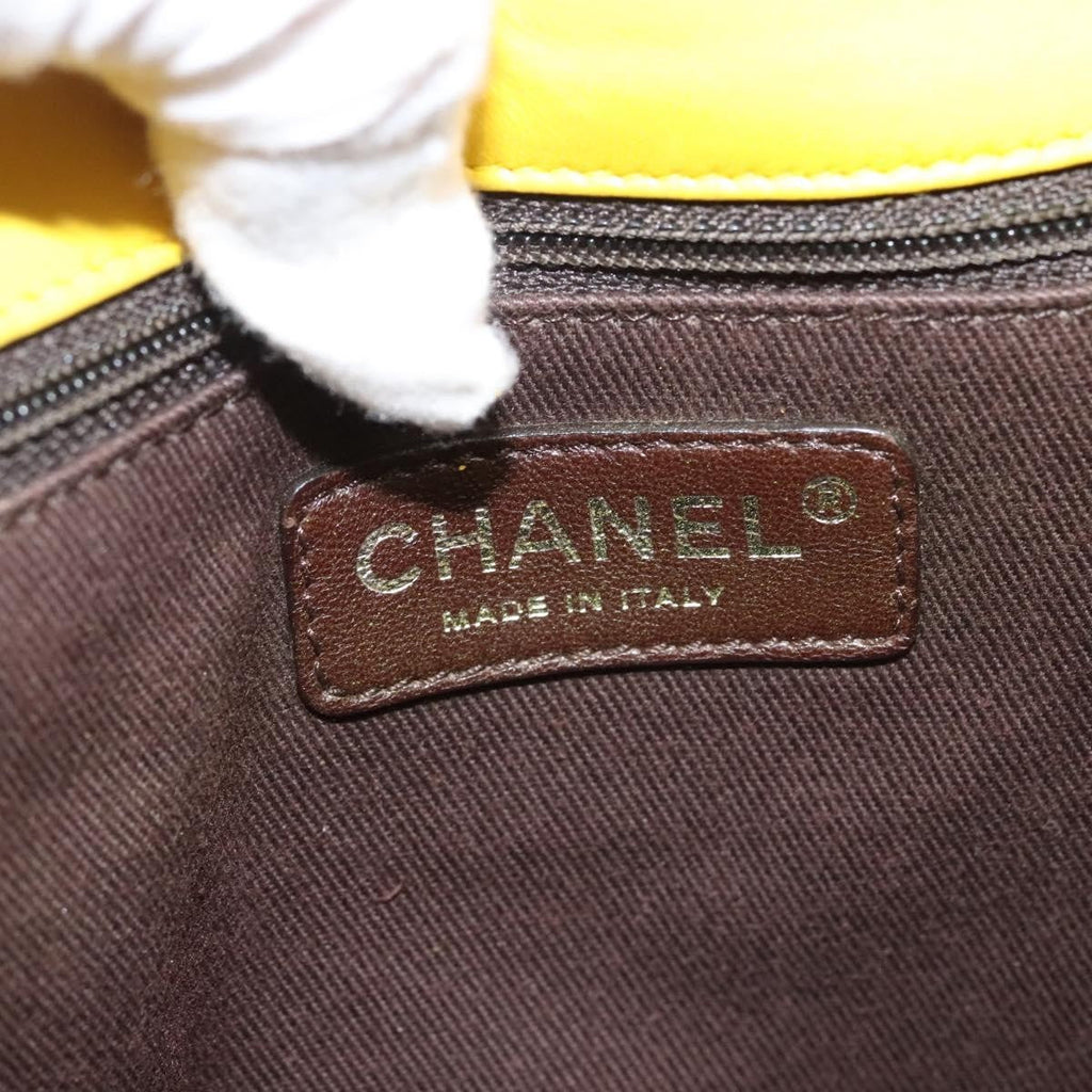 Chanel Two Tone Mademoiselle Lock Flap Bag Quilted Lambskin Yellow Leather Shoulder Bag Bag