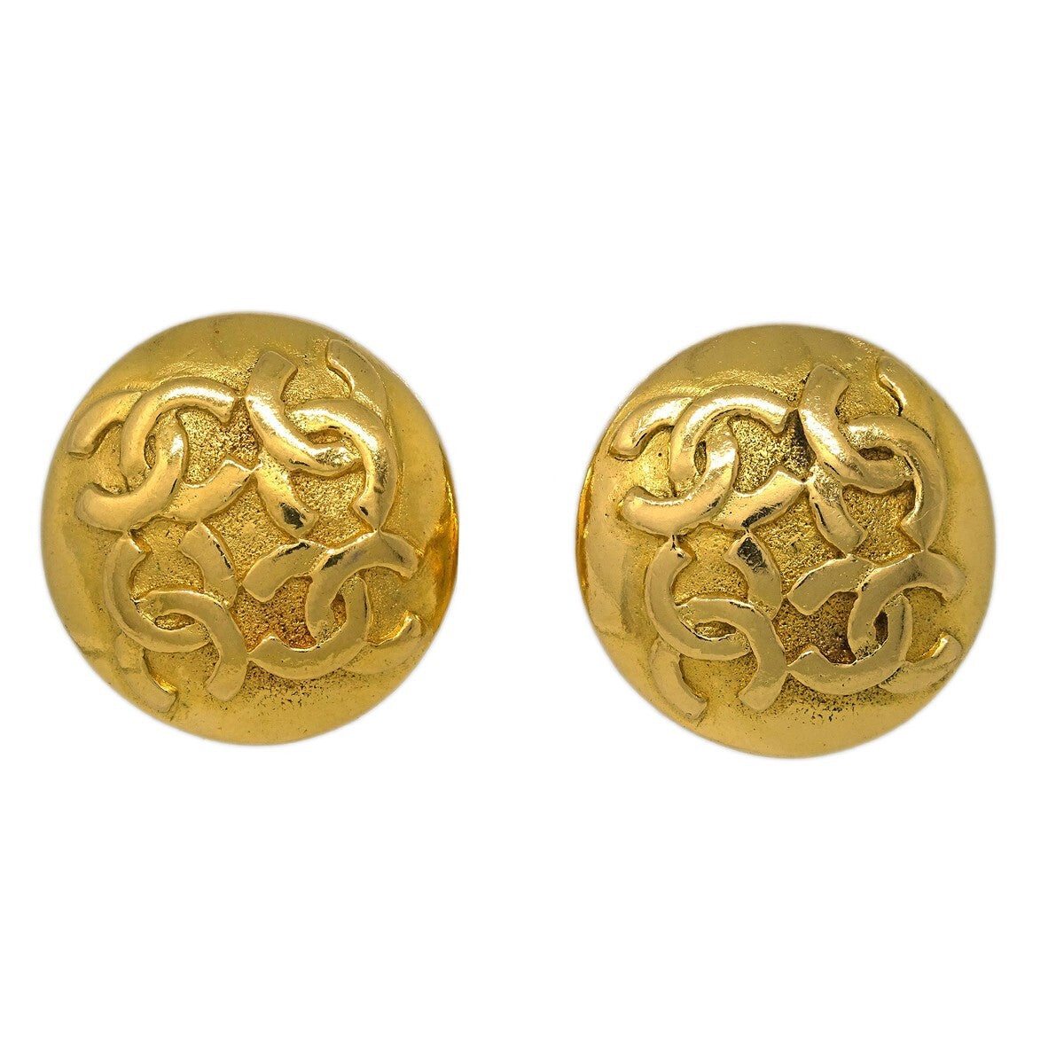 Chanel Cc Round Earrings Metal Gold Gold_Plated Earrings Jewelry