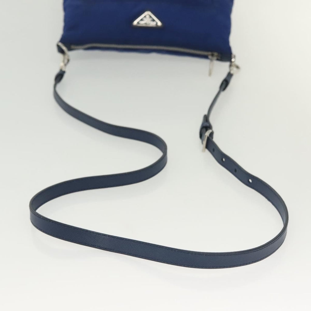 Prada Flat Messenger Tessuto With Leather Blue Nylon Shoulder Bag Bag