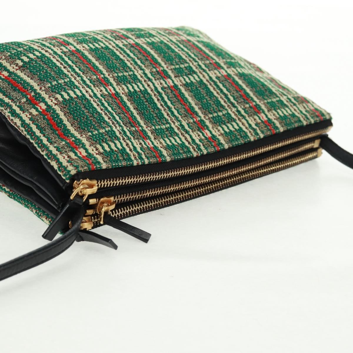Celine Trio Crossbody Bag Tweed Green Tweed Shoulder Bag Bag