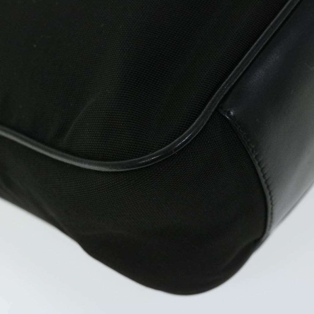 Gucci Vintage Bamboo Handle Bag Nylon Black Nylon Handbag (Pre-Owned)