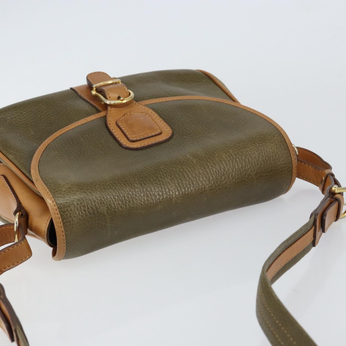 Celine Vintage Shoulder Bag Leather Khaki Leather Shoulder Bag Bag