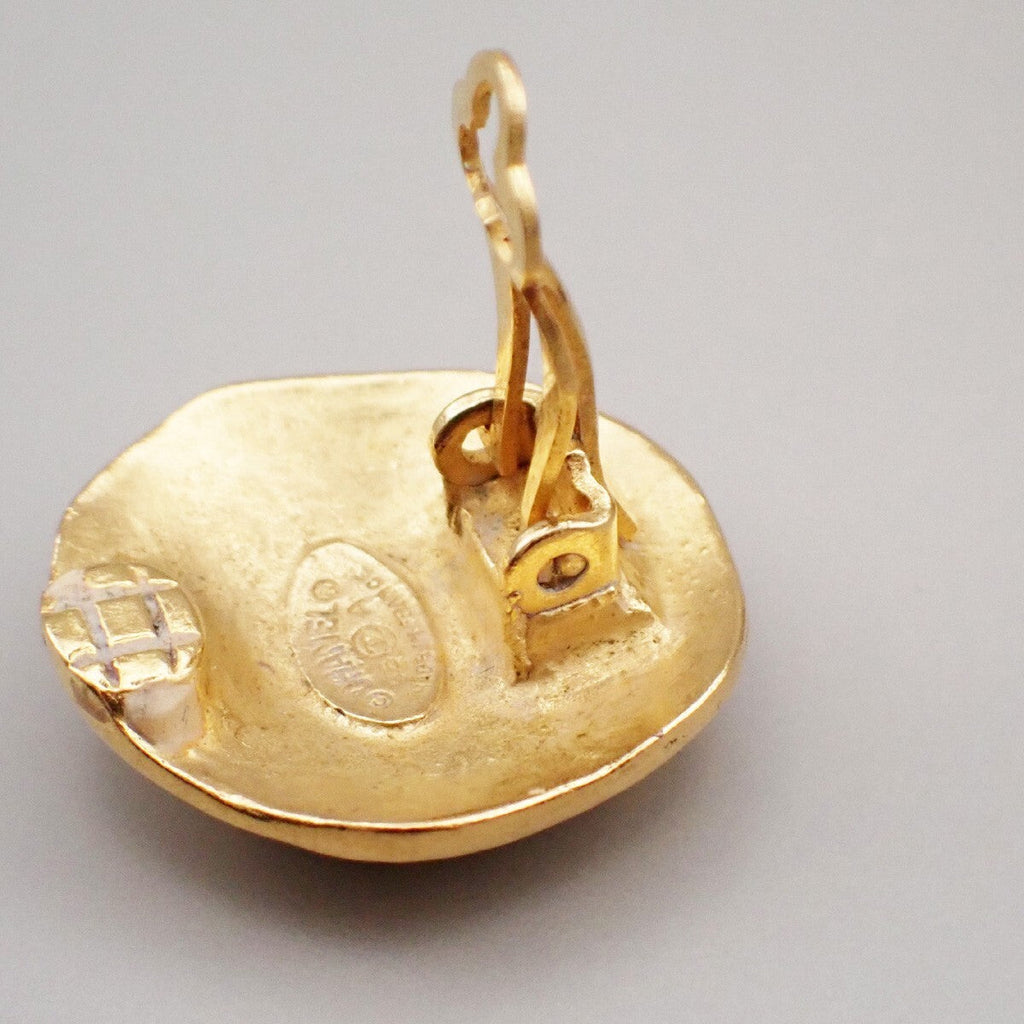 Chanel Vintage Cc Round Clip-On Earrings Metal Gold Gold_Plated Earrings Jewelry