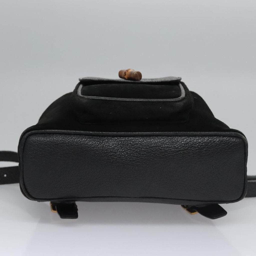 Gucci Gucci Bamboo Backpack Daim Black Suede Backpack Bag (Pre-Owned)