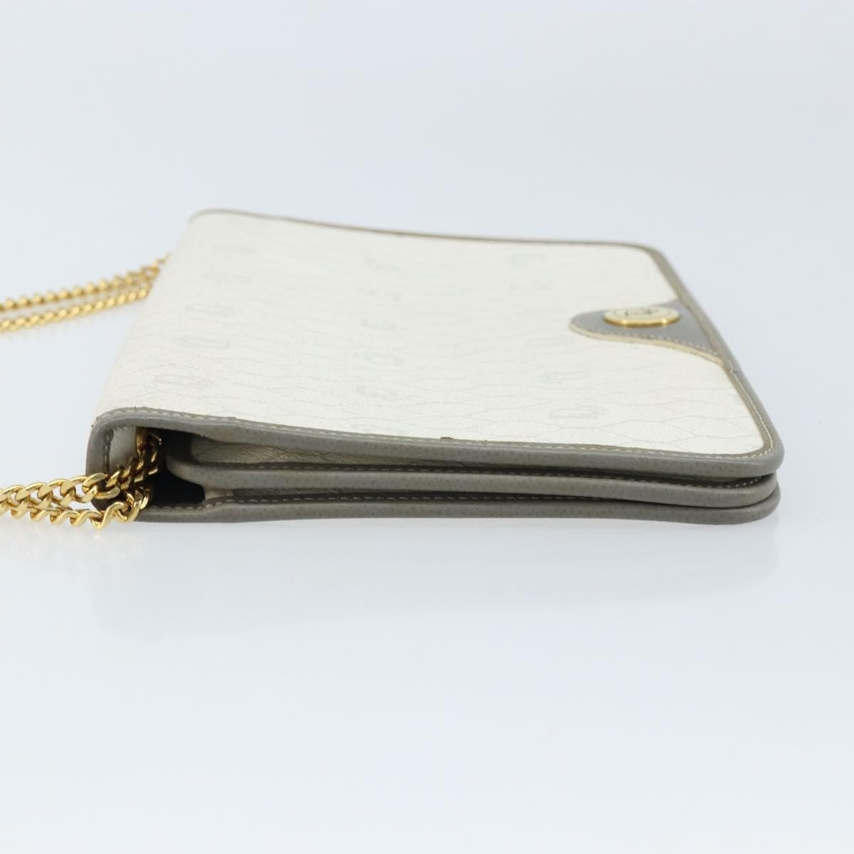 Christian Dior Vintage Honeycomb Chain Canvas White Canvas Shoulder Bag Bag (Pre-Owned)