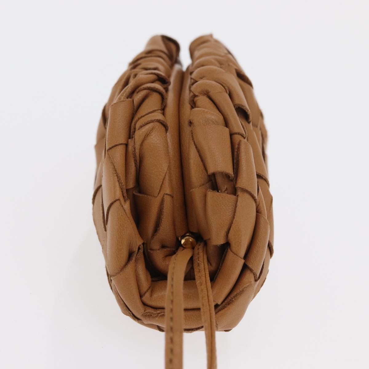 Bottega Veneta The Pouch Coin Purse Intrecciato Nappa Brown Leather Clutche & Pouche Bag