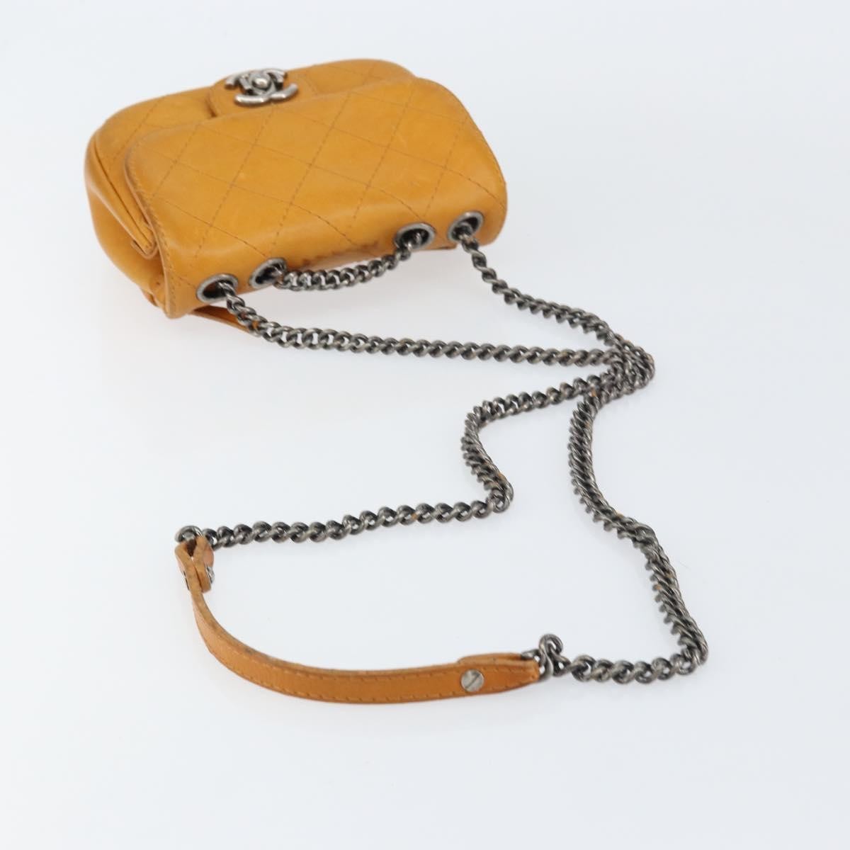 Chanel Chain Flap Bag Quilted Leather Orange Leather Shoulder Bag Bag
