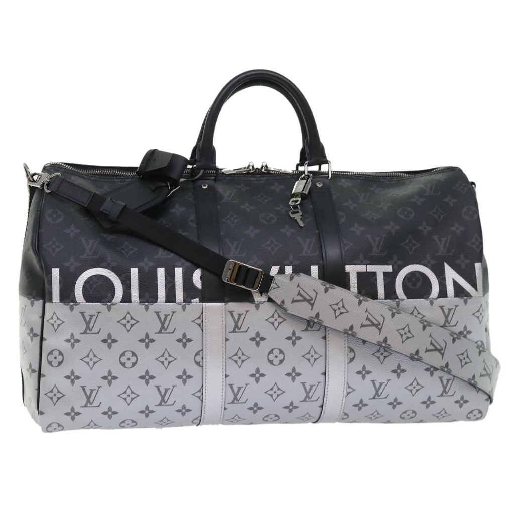 Louis Vuitton Keepall Bandouliere Bag Monogram Eclipse Split Canvas Black Canvas Bag