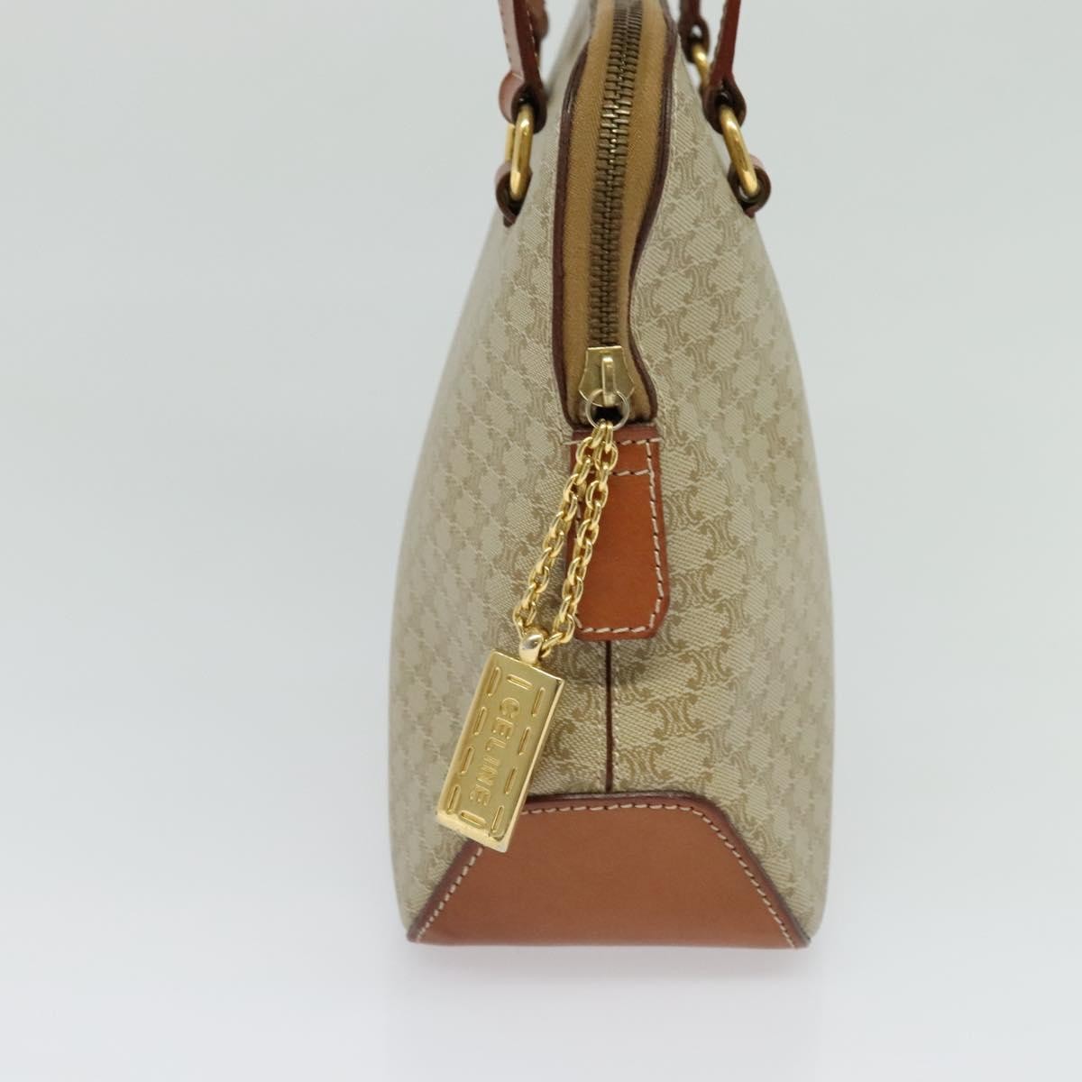 Celine Vintage Macadam Handbag Canvas Beige Canvas Handbag