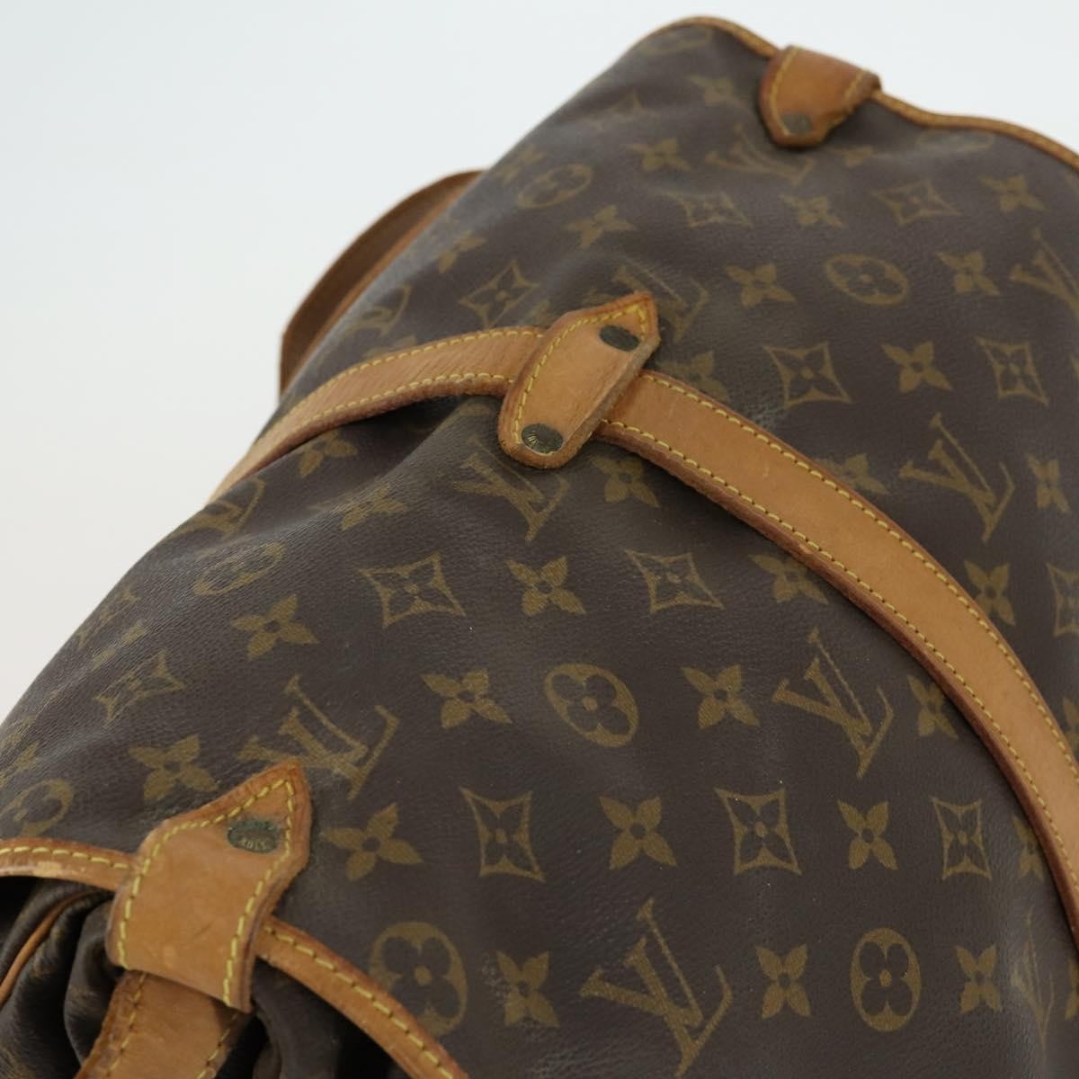 Louis Vuitton Saumur Handbag Monogram Canvas Brown Canvas Shoulder Bag