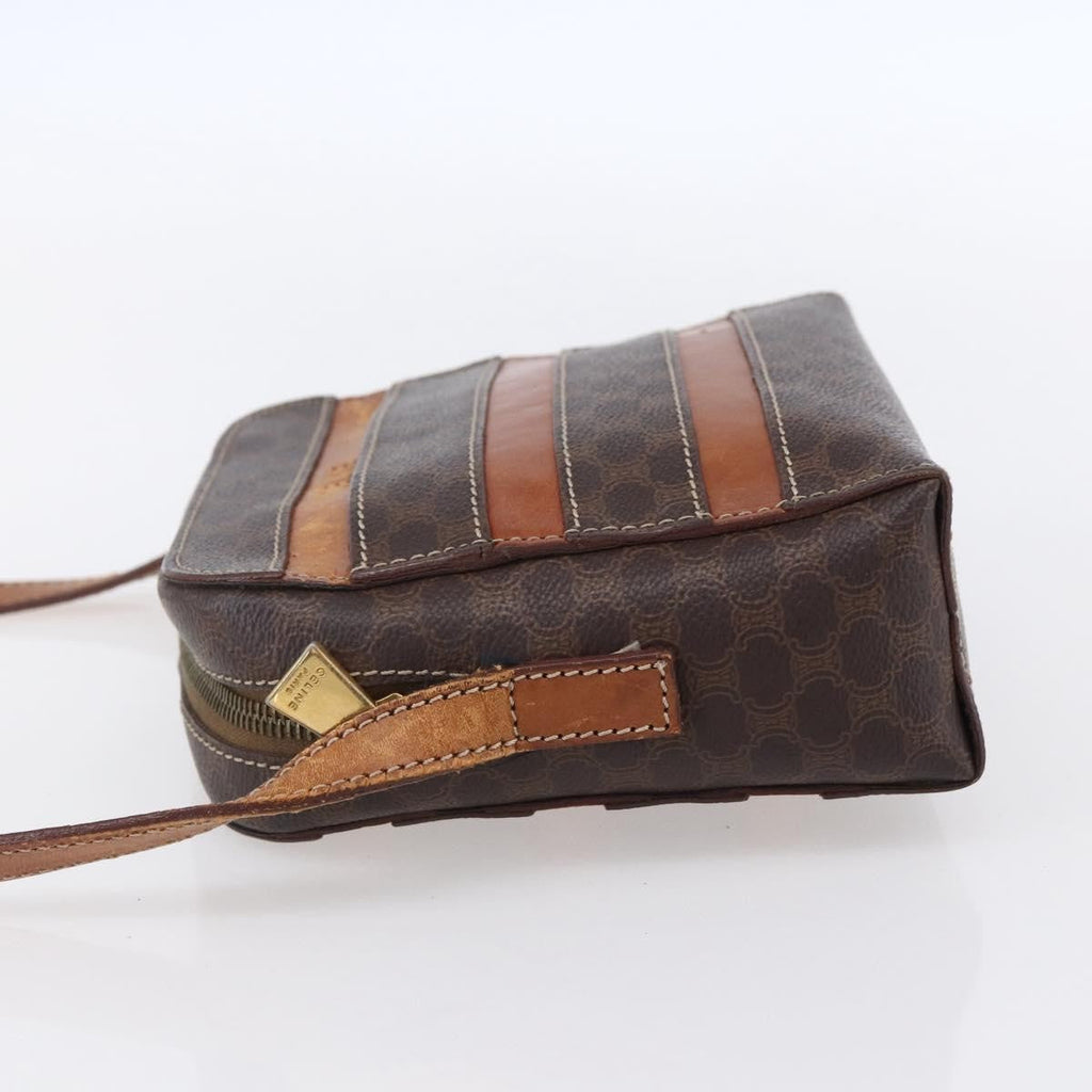 Celine Vintage Macadam Shoulder Bag Canvas And Leather Brown Canvas Shoulder Bag Bag