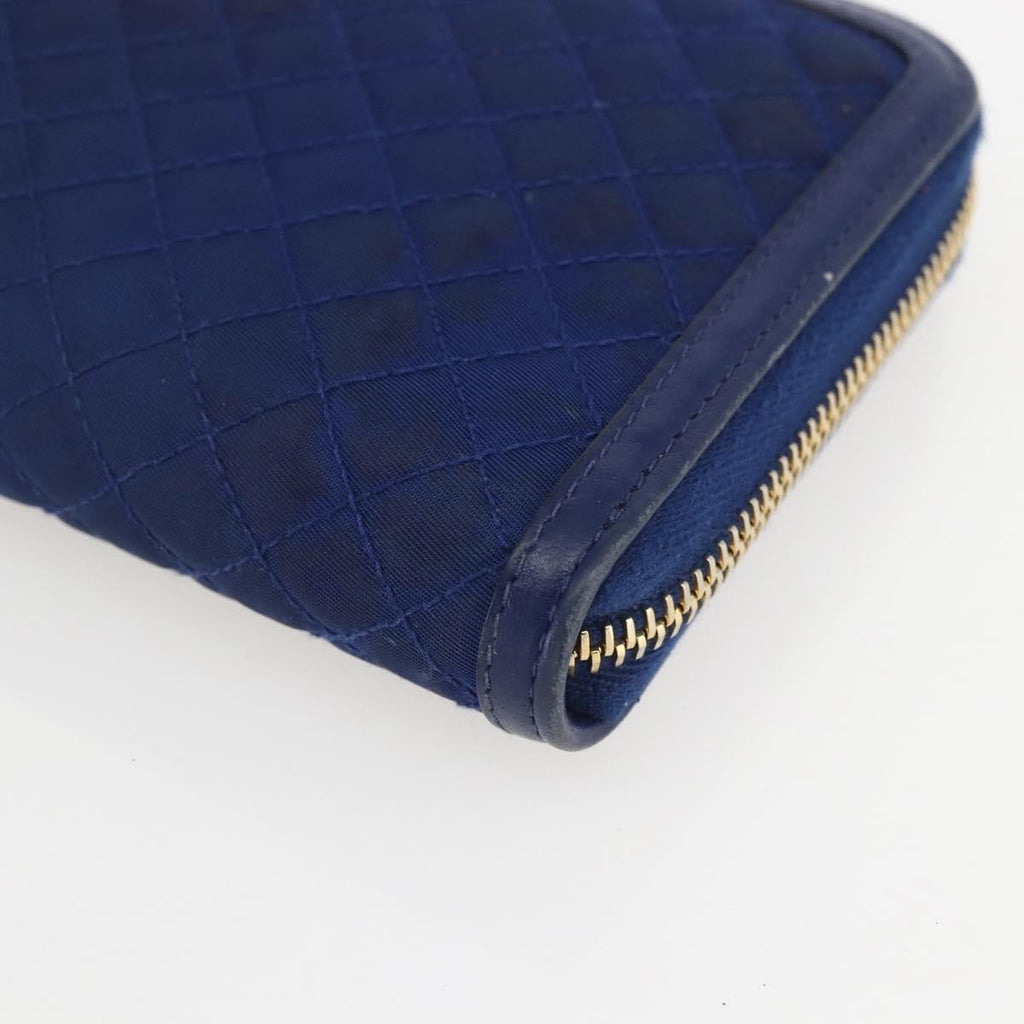 Prada Zip Around Organizer Wallet Saffiano Leather With Applique Blue Leather Wallets Accessory