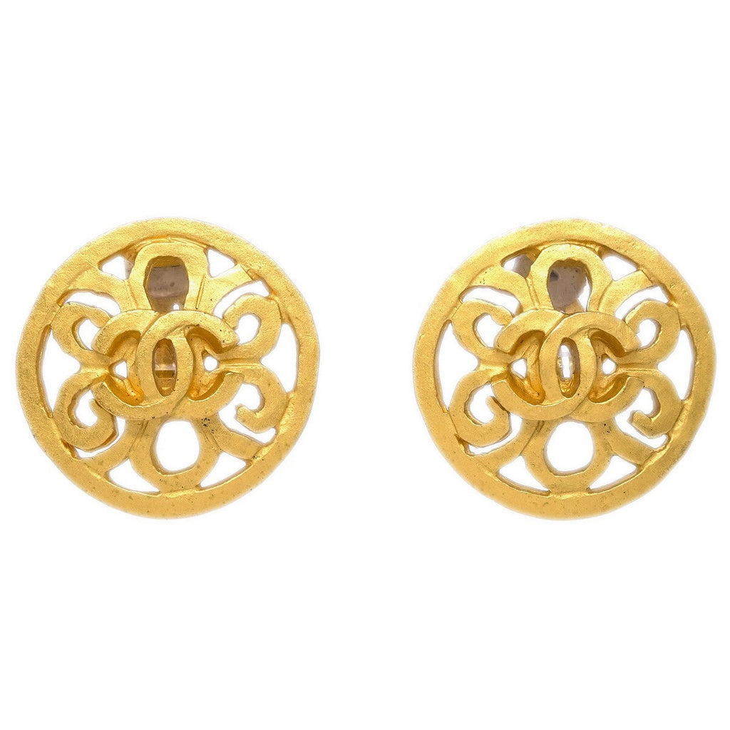 Chanel Cc Round Earrings Metal Gold Gold_Plated Earrings Jewelry
