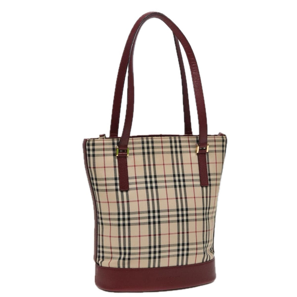 Burberry Nova Check Tote Canvas And Leather Beige Canvas Tote Bag