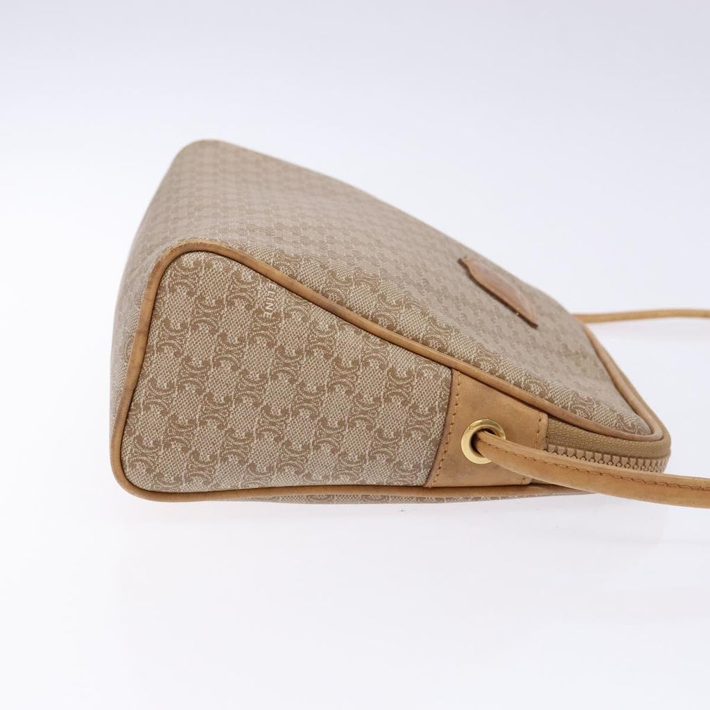 Celine Vintage Macadam Shoulder Bag Canvas And Leather Beige Canvas Shoulder Bag Bag