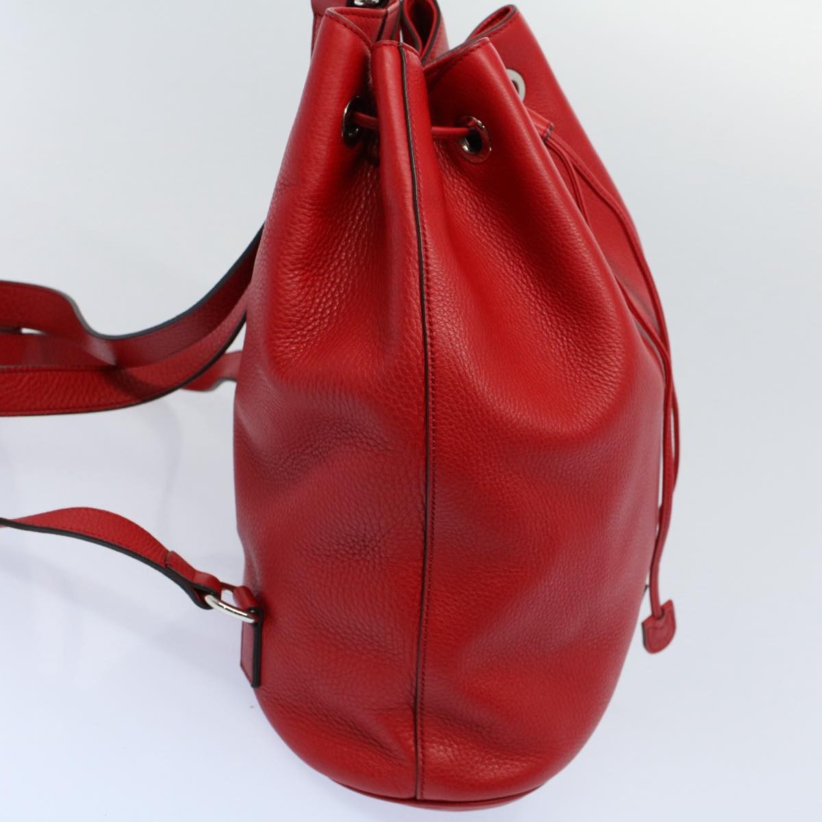 Gucci Soho Drawstring Backpack Leather Red Leather Backpack Bag (Pre-Owned)