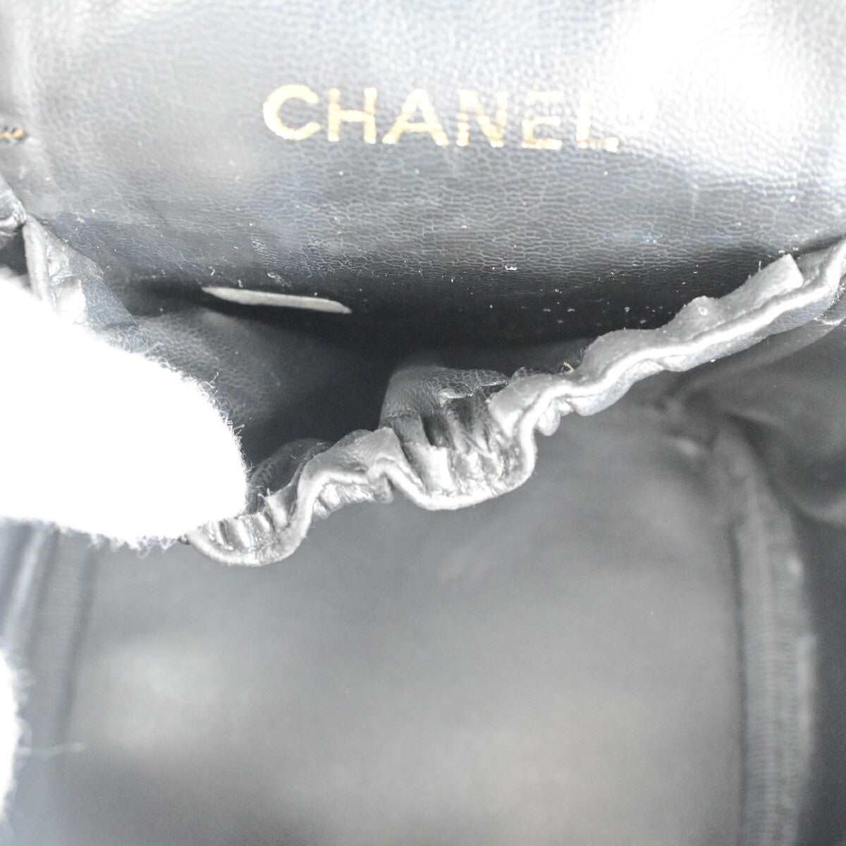 Chanel Vanity Pouch Leather Black Leather Bag