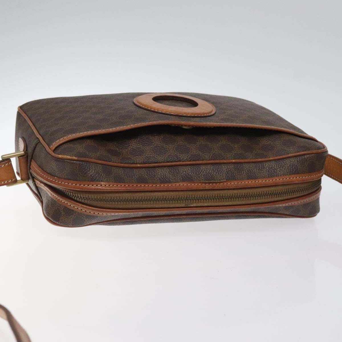 Celine Vintage Macadam Shoulder Bag Canvas And Leather Brown Canvas Shoulder Bag Bag