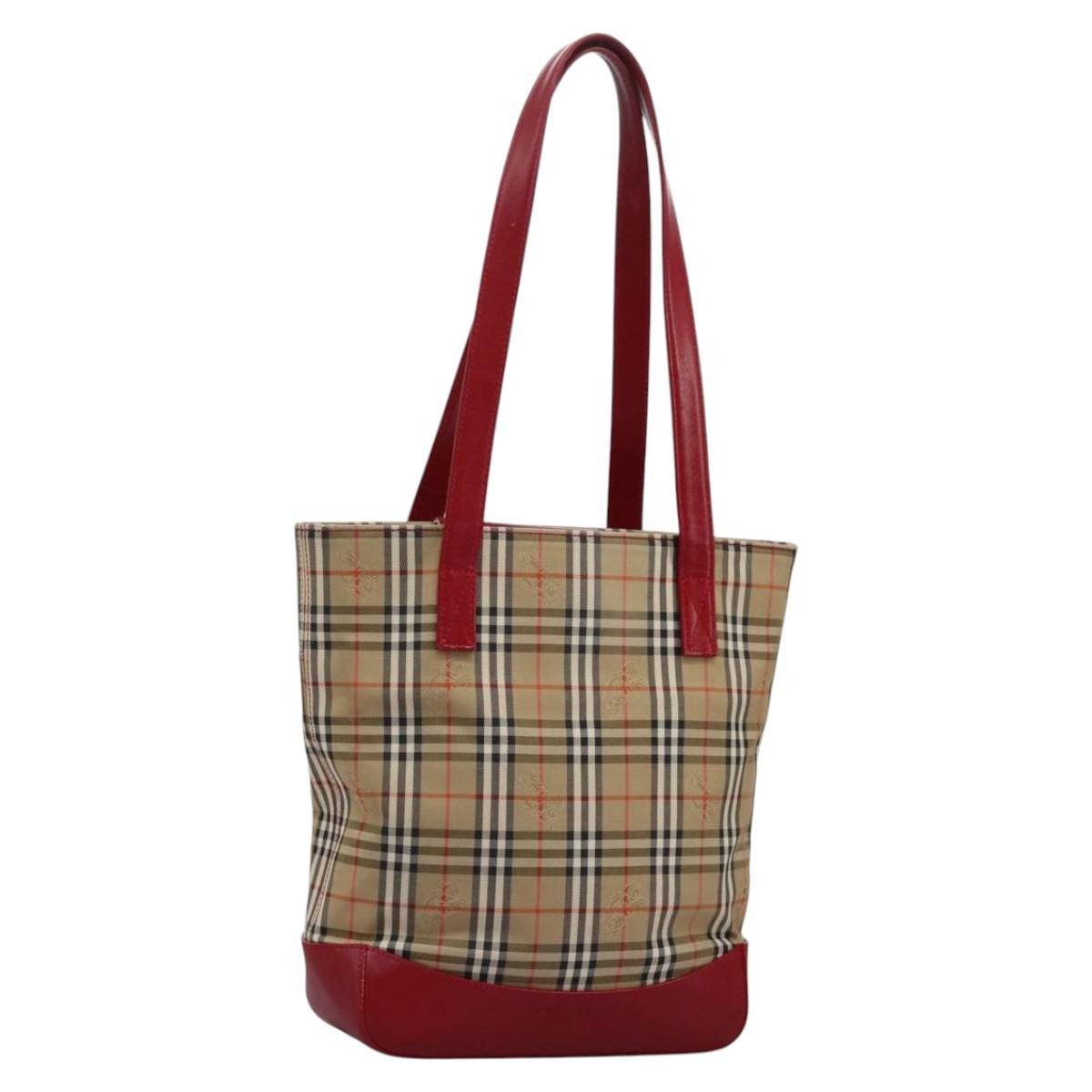 Burberry Nova Check Tote Canvas Check Pattern Beige Canvas Tote Bag