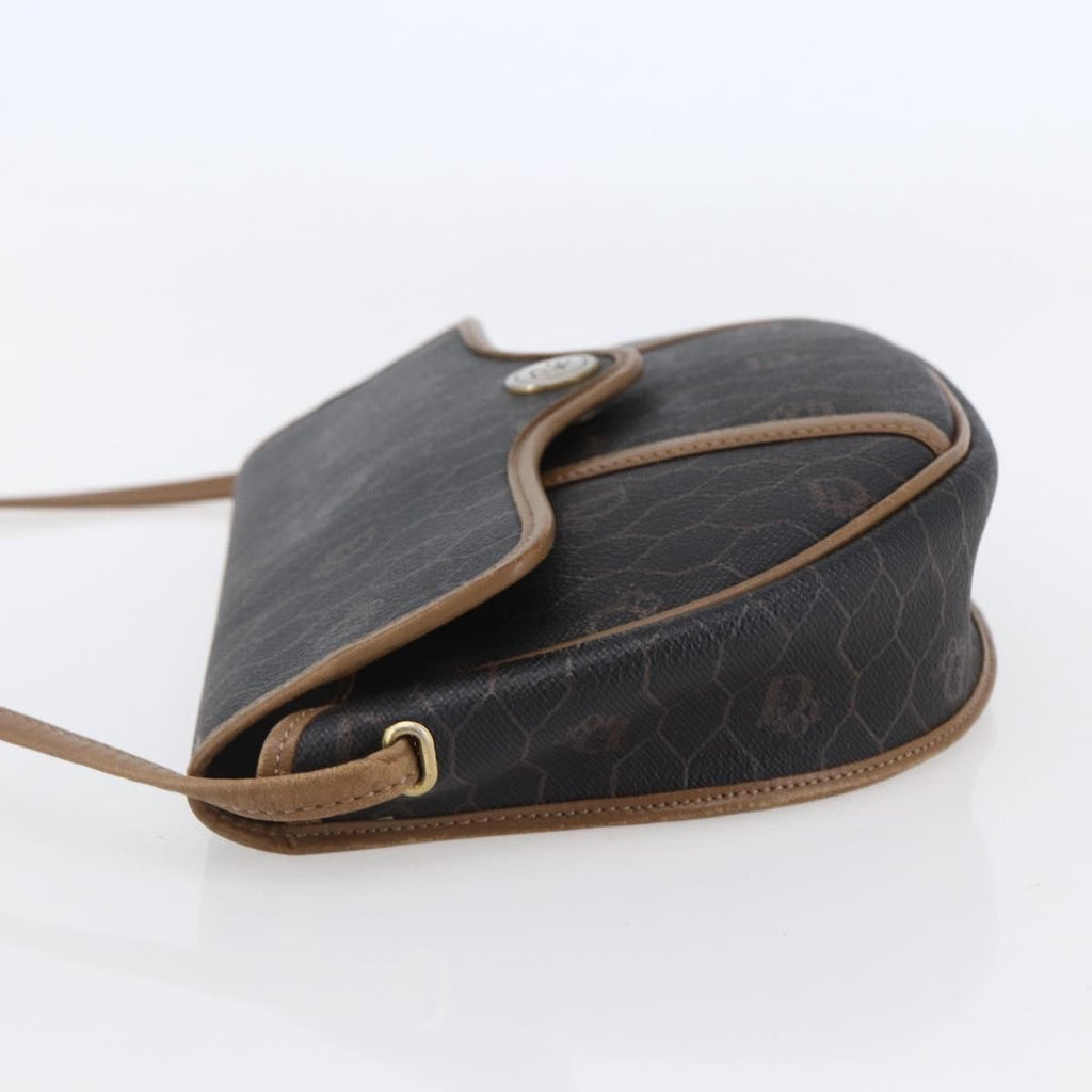 Christian Dior Vintage Honeycomb Flap Crossbody Bag Canvas And Leather Black Canvas Shoulder Bag Bag (Pre-Owned)