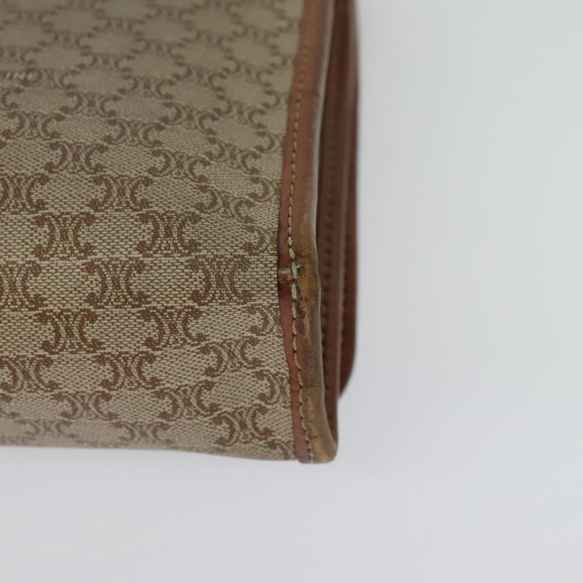 Celine Vintage Macadam Shoulder Bag Canvas And Leather Beige Canvas Bag