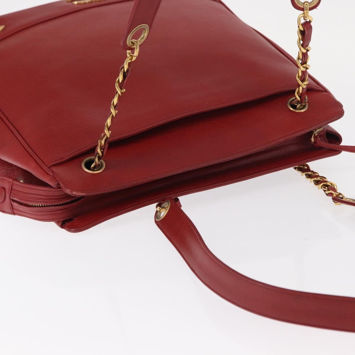 Chanel Vintage Metal Cc Shoulder Bag Caviar Red Leather Shoulder Bag Bag