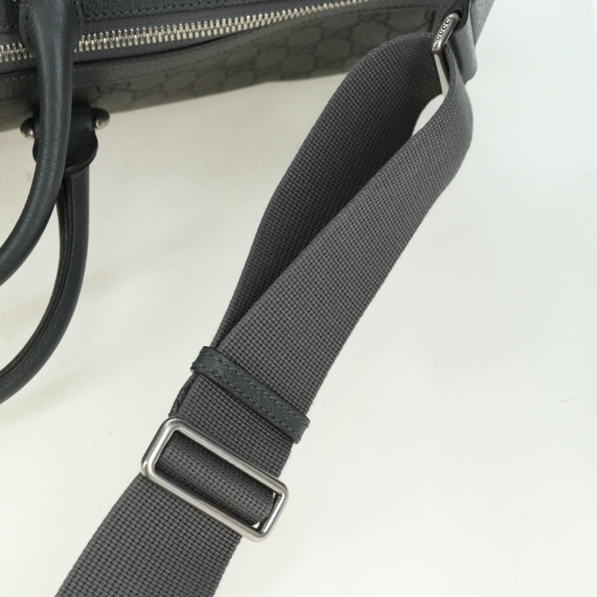 Gucci Web Trim Weekend Duffle Bag Gg Coated Canvas Gray Pvc Handbag (Pre-Owned)
