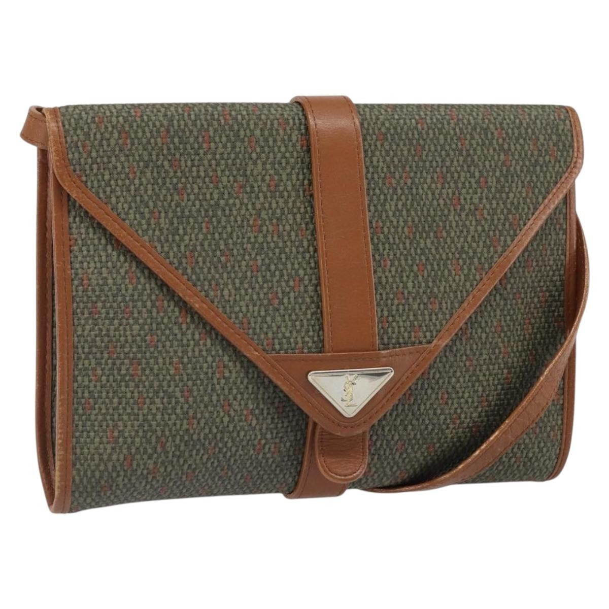 Saint Laurent Vintage Shoulder Bag Canvas Green Pvc Shoulder Bag Bag (Pre-Owned)