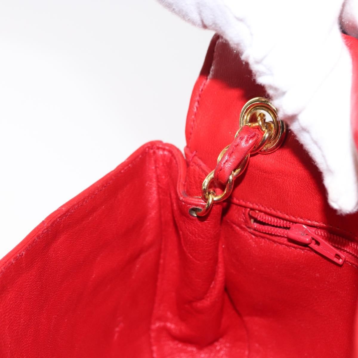 Chanel Camellia Rounded Clutch Satin And Leather Red Leather Shoulder Bag Bag