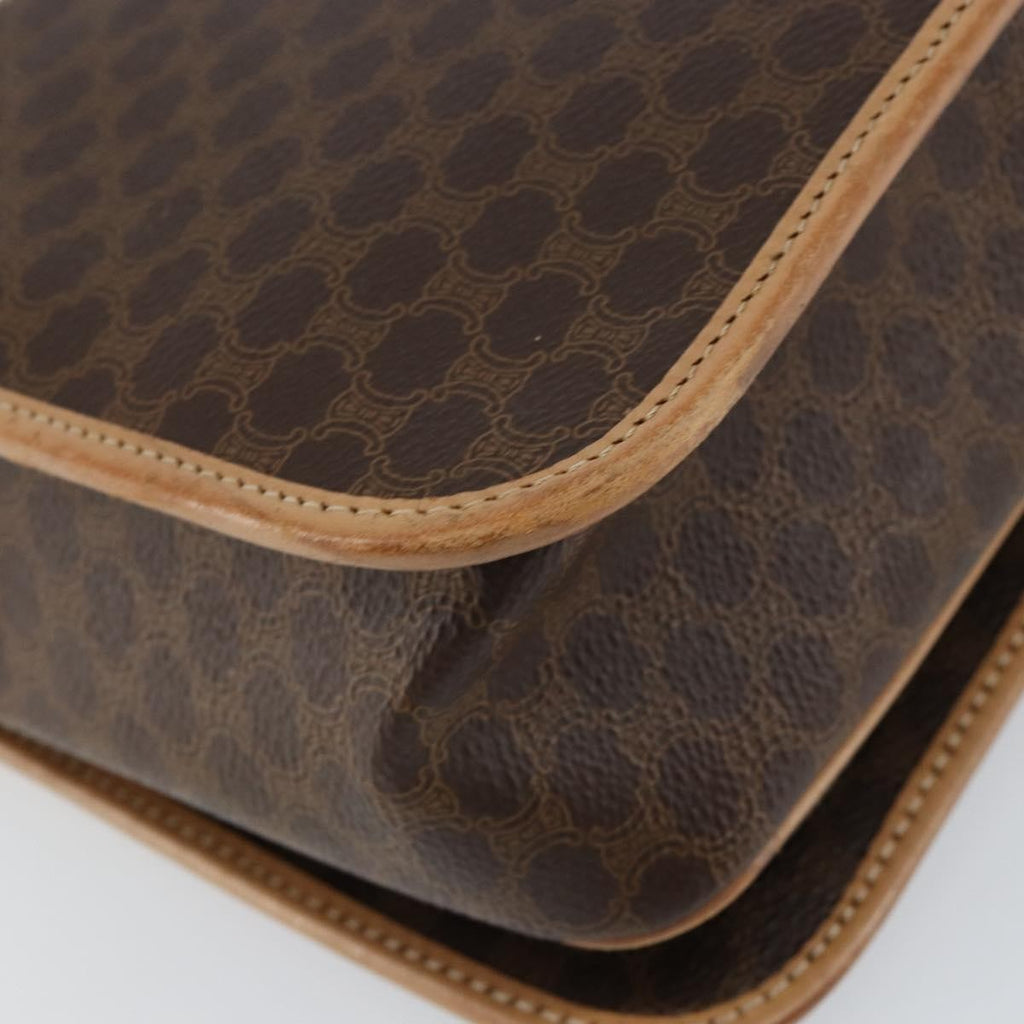 Celine Vintage Macadam Shoulder Bag Canvas And Leather Brown Canvas Shoulder Bag Bag