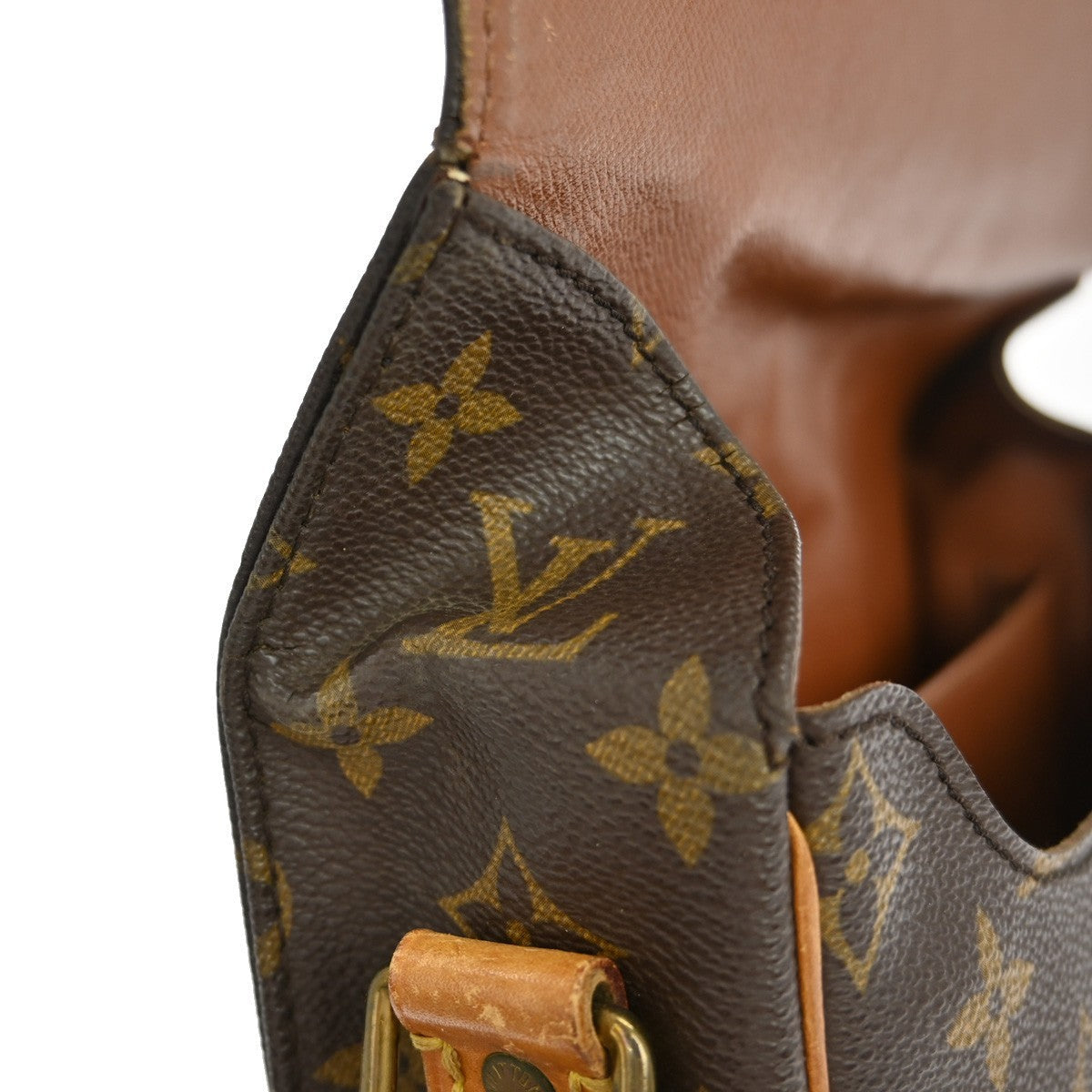 Louis Vuitton Cartouchiere Handbag Monogram Canvas Brown Canvas Shoulder Bag