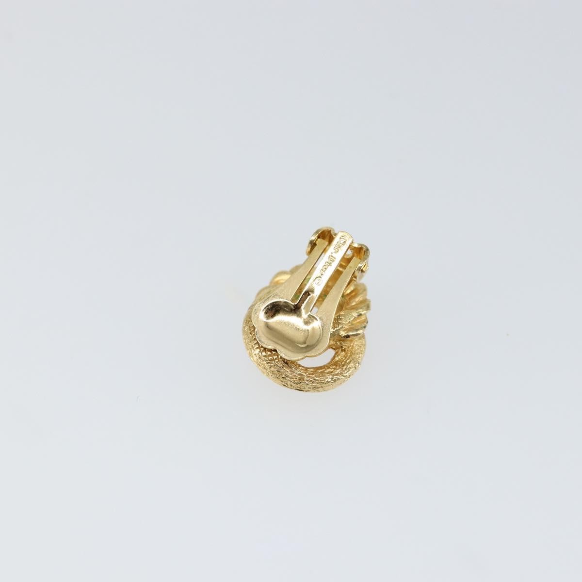Christian Dior Vintage Round Clip-On Earrings Metal Gold Metal Earrings Jewelry (Pre-Owned)