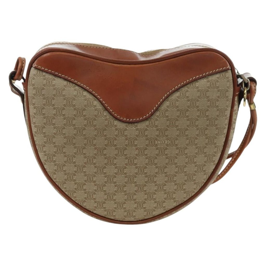 Celine Vintage Macadam Shoulder Bag Canvas And Leather Beige Canvas Shoulder Bag Bag