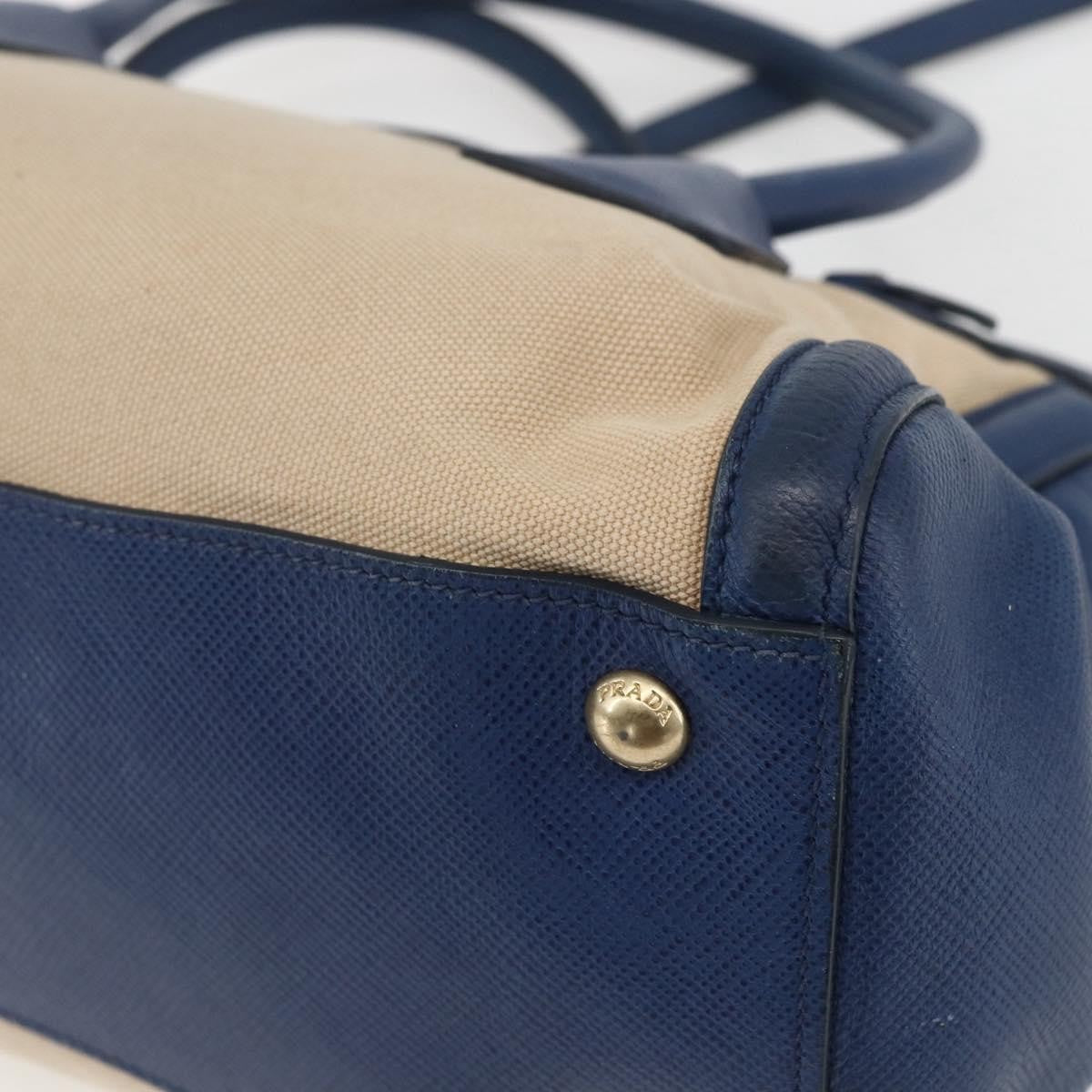 Prada Cuir Frame Convertible Tote Canvas And Saffiano Leather Beige Canvas Tote Bag Bag