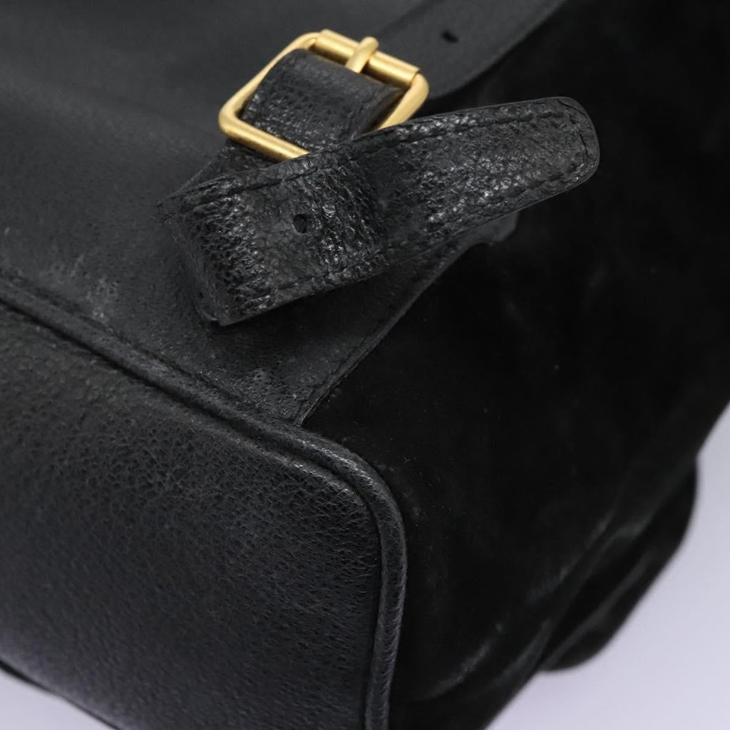 Gucci Vintage Bamboo Backpack Suede And Leather Black Suede Backpack Bag (Pre-Owned)