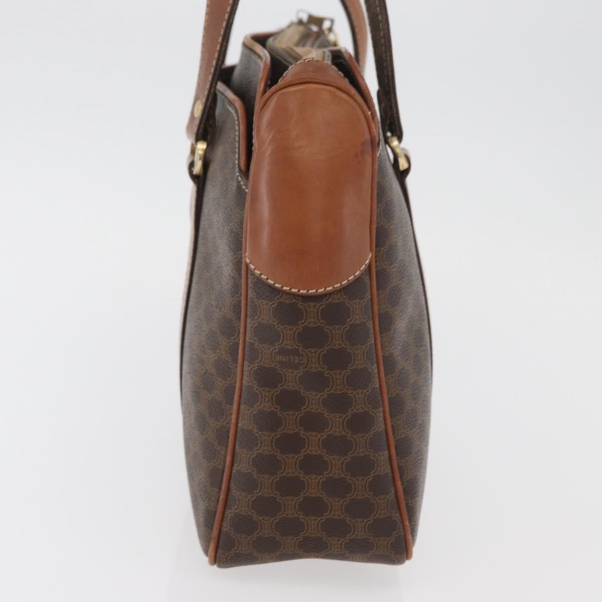 Celine Vintage Macadam Handbag Canvas And Leather Brown Canvas Handbag