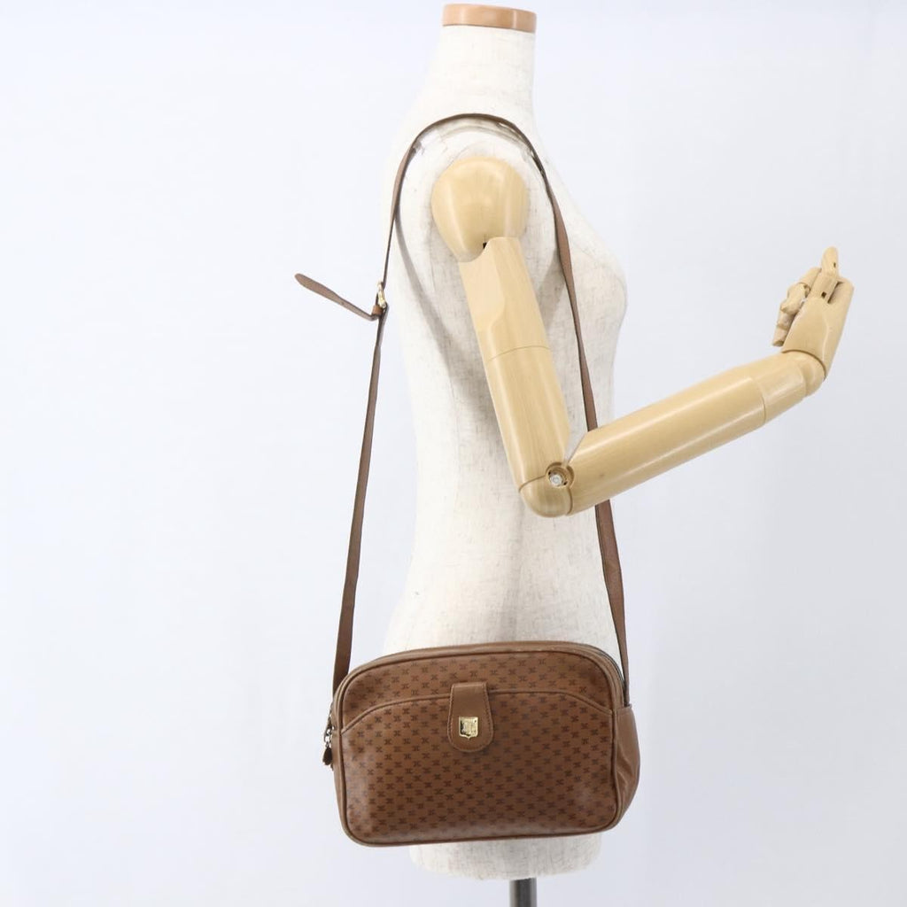 Celine Vintage Macadam Shoulder Bag Canvas And Leather Brown Canvas Shoulder Bag Bag