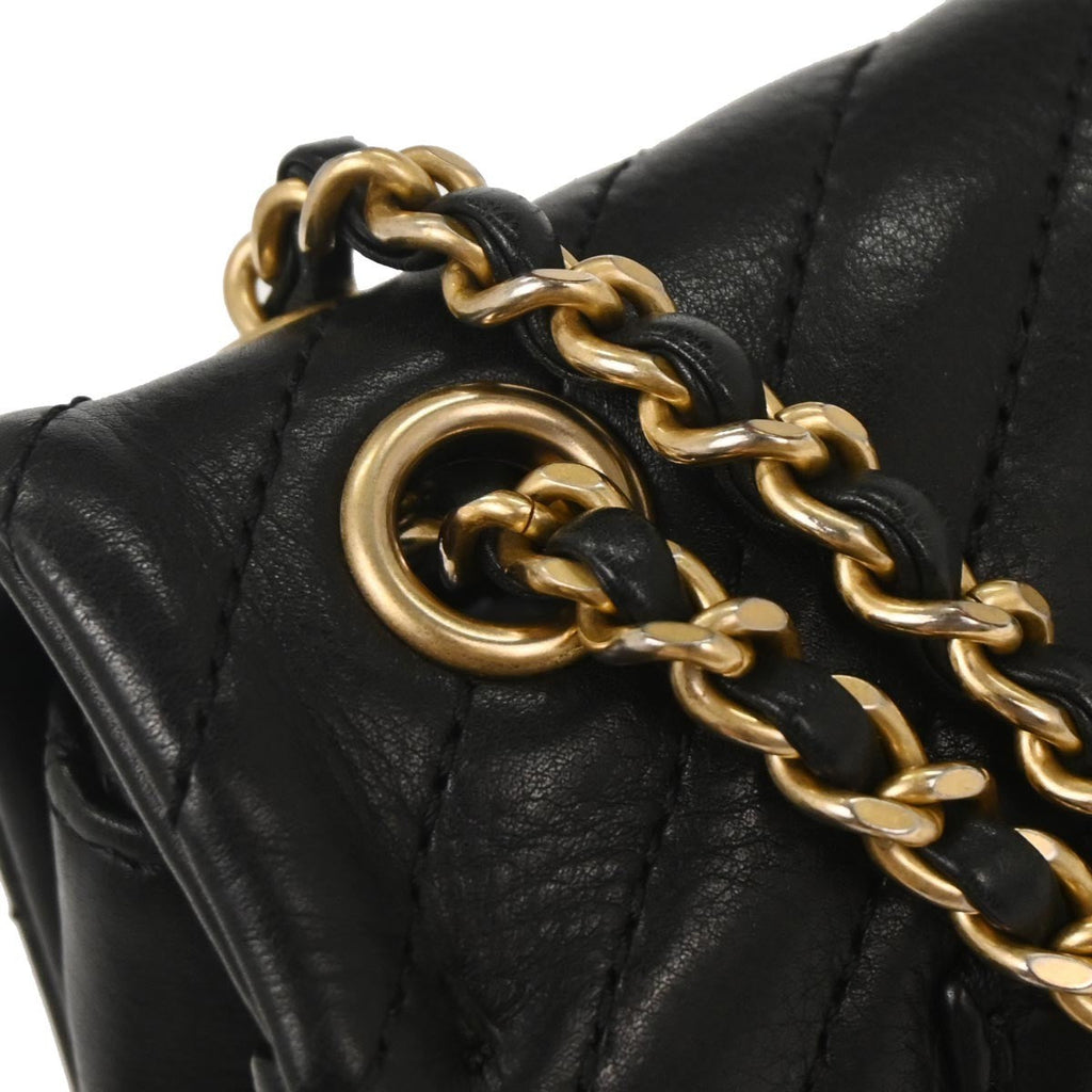 Chanel Rock The Corner Flap Bag Chevron Leather Black Leather Shoulder Bag Bag
