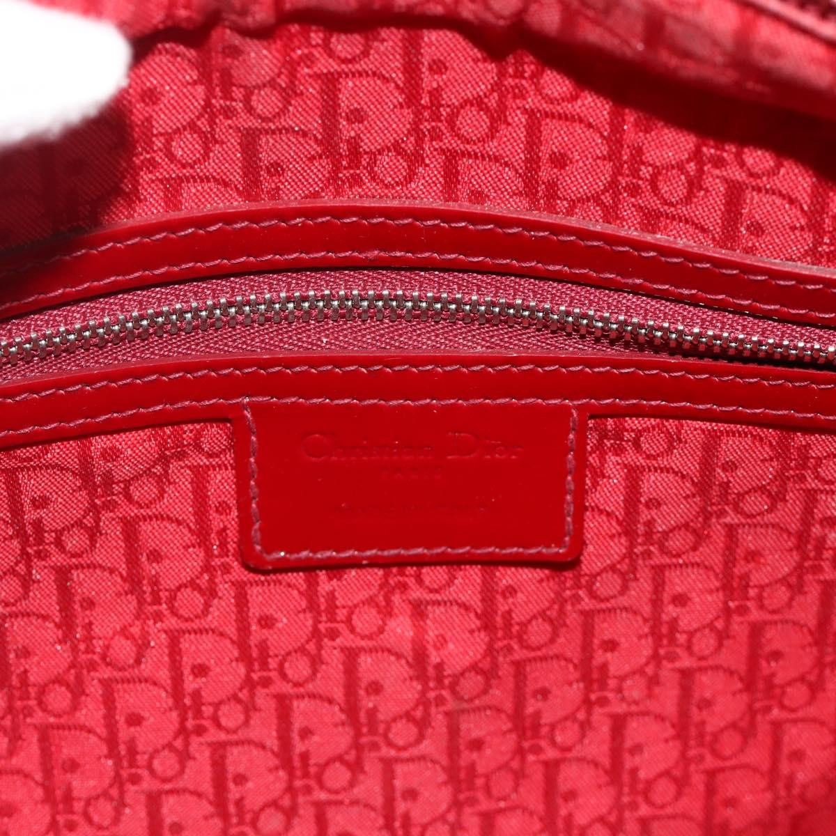 Christian Dior Lady Dior Bag Cannage Quilt Patent Red Patent_Leather Handbag (Pre-Owned)